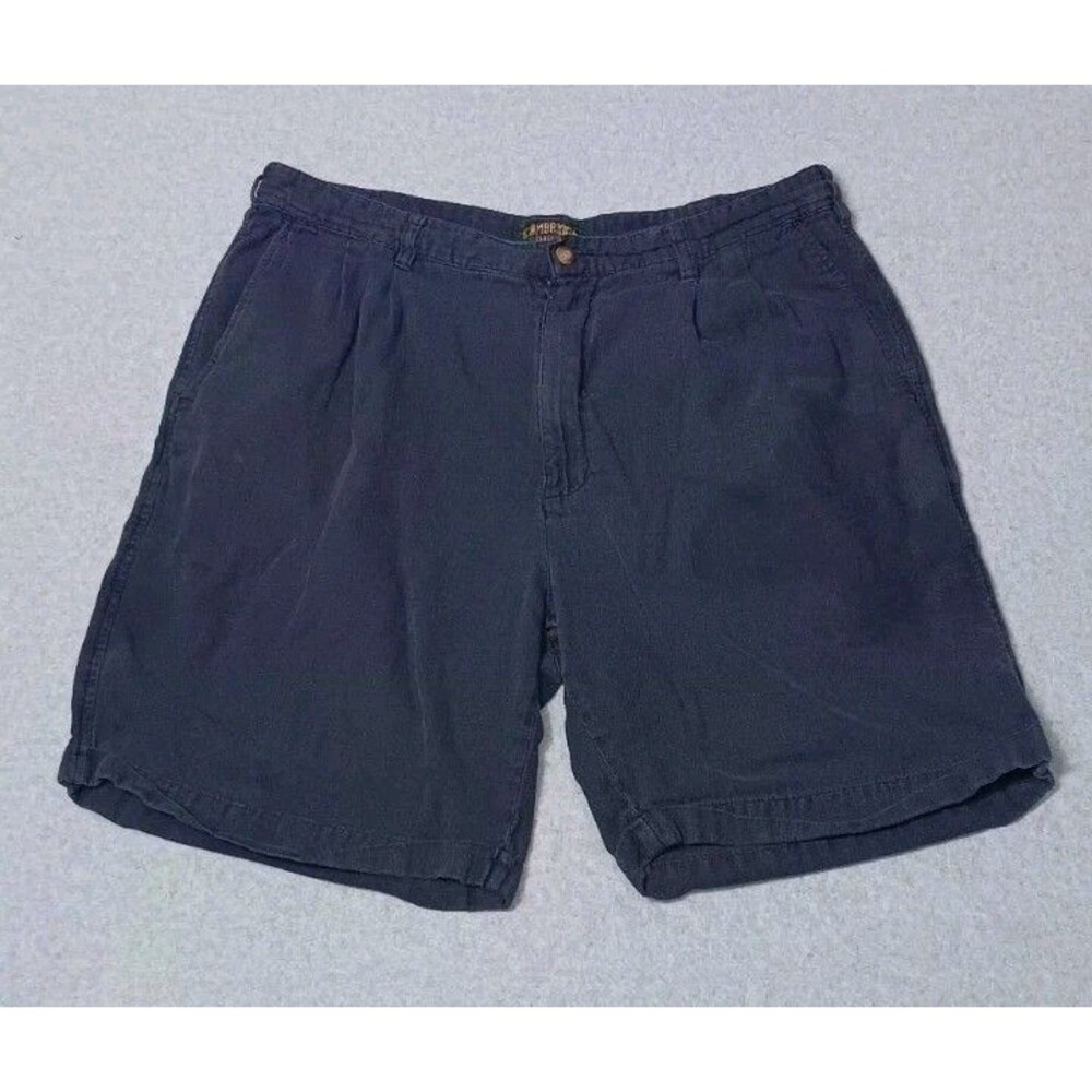 Cambridge Classics Linen Blend Pleated Chino Shorts Men 36 Dark Blue Old Money